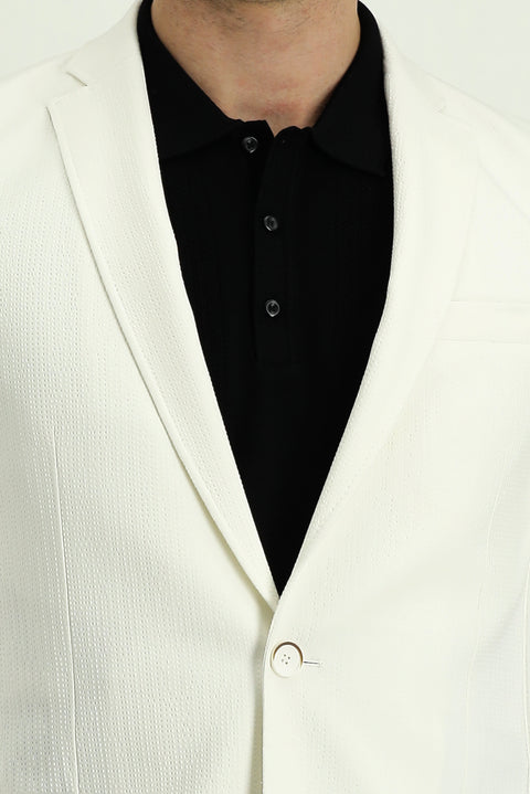 Krem 7 Drop Super Slim Fit Eksra Dar Kesim Desenli Spor Ceket