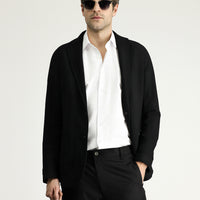 Black 4 Drop Relaxed Fit Casual Sport Knit Jacket