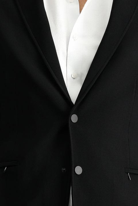 Siyah 4 Drop Relaxed Fit Rahat Kesim Spor Örme Ceket