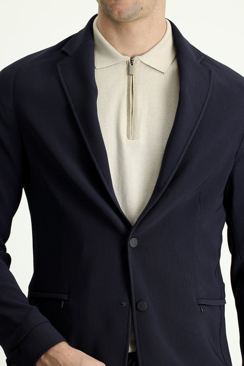 Koyu Lacivert 4 Drop Relaxed Fit Rahat Kesim Spor Örme Ceket