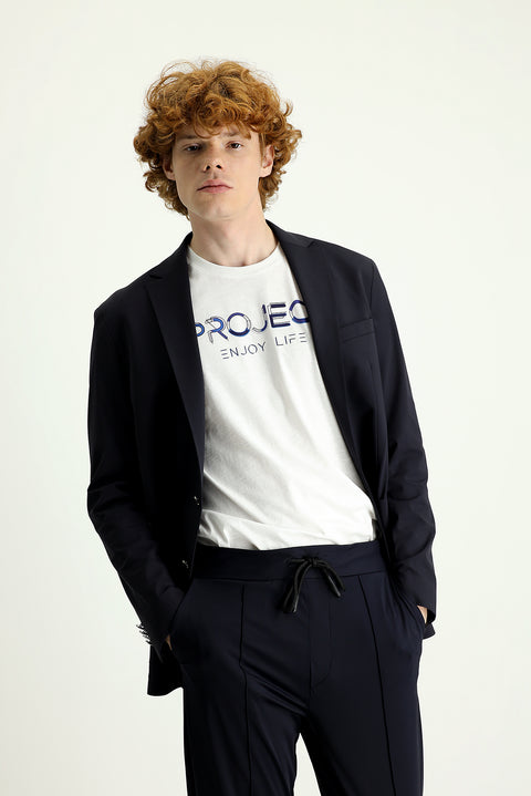 Koyu Lacivert Techno-Line 7 Drop Slim Fit Dar Kesim Örme Spor Ceket