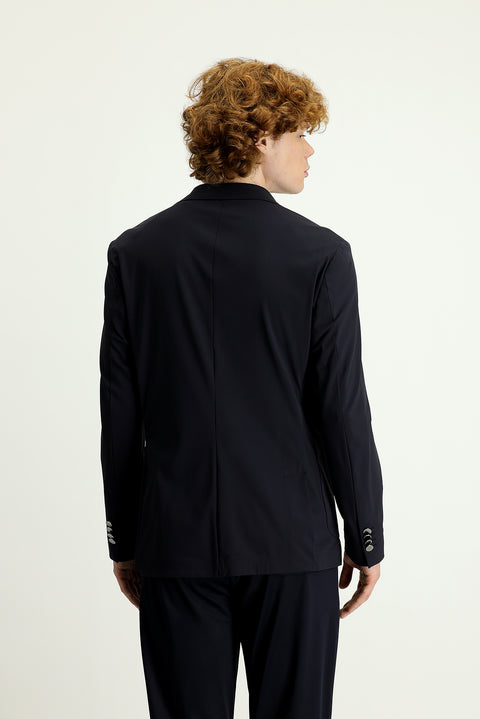 Koyu Lacivert Techno-Line 7 Drop Slim Fit Dar Kesim Örme Spor Ceket