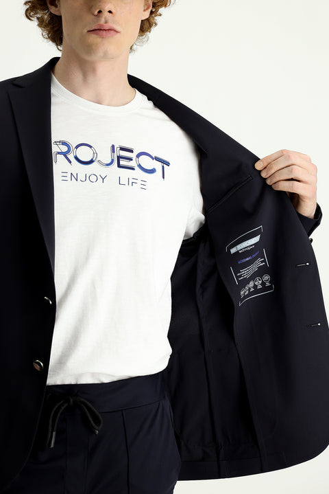 Koyu Lacivert Techno-Line 7 Drop Slim Fit Dar Kesim Örme Spor Ceket