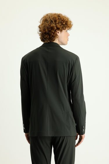 Asker Haki Techno-Line Slim Fit Dar Kesim Örme Spor Ceket