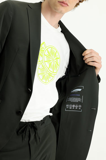 Asker Haki Techno-Line Slim Fit Dar Kesim Örme Spor Ceket