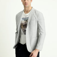 Orta Gri 7 Drop Super Slim Fit Eksra Dar Kesim Fit Spor Keten Ceket