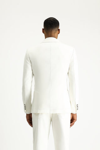  Krem 7 Drop Super Slim Fit Eksra Dar Kesim Kruvaze Keten Karışımlı Ceket