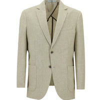 Açık Bej 8 Drop Muscle Fit Uzun Atletik Kesim Spor Keten Karışımlı Yünlü Ceket