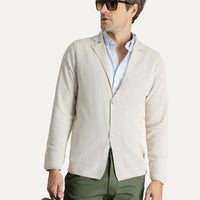 Açık Bej Slim Fit Dar Kesim Desenli Pamuklu Triko Hırka