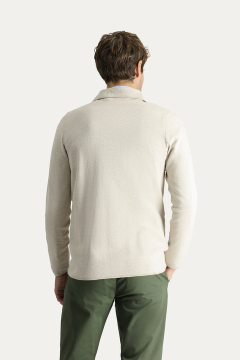 Açık Bej 7 Drop Slim Fit Dar Kesim Desenli Pamuklu Hırka / Ceket