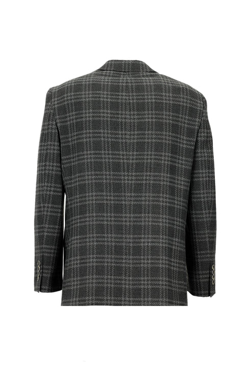 Koyu Füme 4 Drop Relaxed Fit Rahat Kesim Ekose Ceket