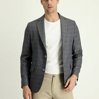 Orta Kahve 4 Drop Relaxed Fit Rahat Kesim Ekose Spor Ceket