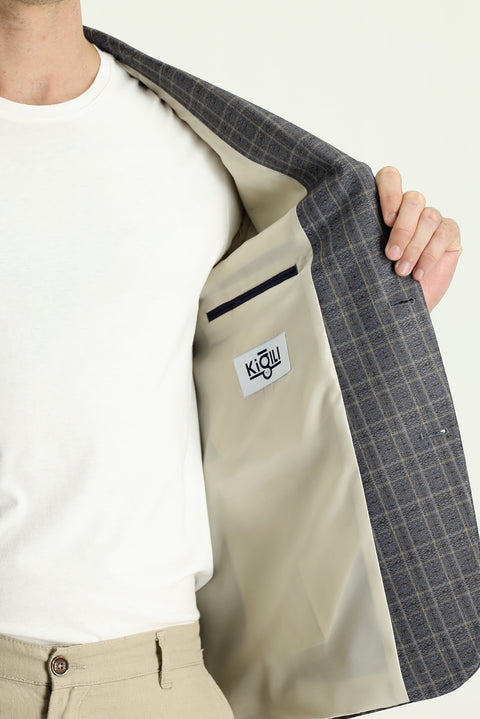 Orta Kahve 6 Drop Regular Fit Standart Kesim Ekose Spor Ceket