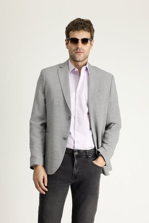 Açık Gri 7 Drop Slim Fit Dar Kesim Ceket