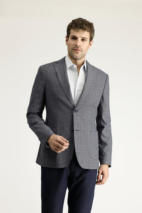 Light Navy Blue 7 Drop Slim Fit Jacket
