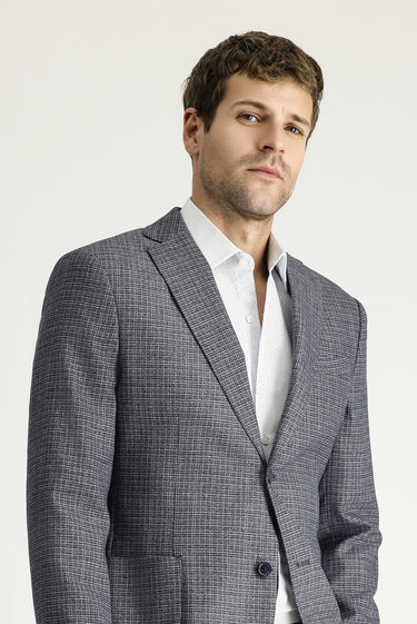  Açık Lacivert Klasik Desenli Ceket