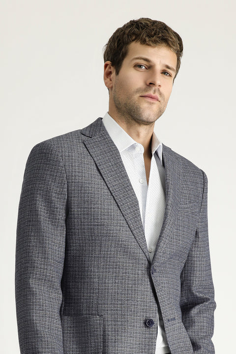 Light Navy Blue 7 Drop Slim Fit Jacket