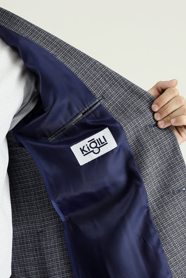 Açık Lacivert Klasik Desenli Ceket