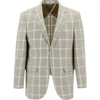 Koyu Bej 4 Drop Relaxed Fit Rahat Kesim Ekose Keten Ceket