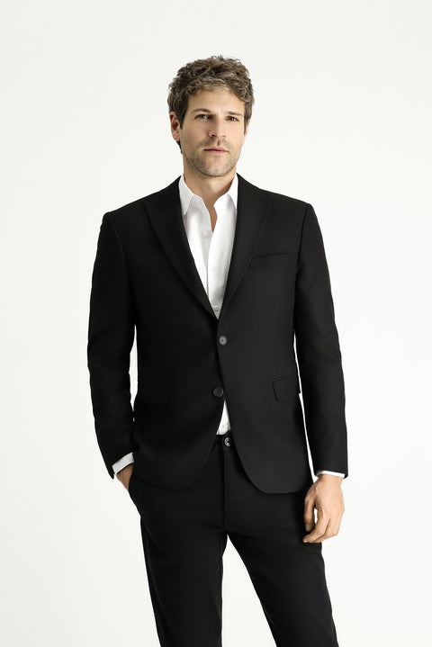 Black 6 Drop Regular Fit Standard Cut Classic Patterned Jacket