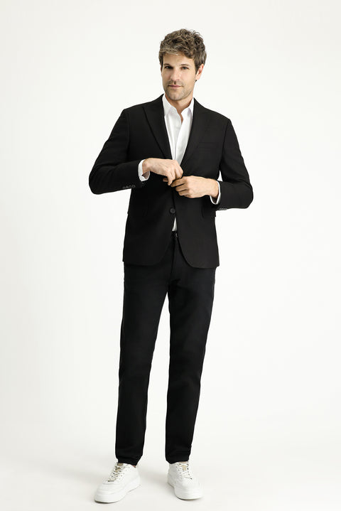 Black 7 Drop Slim Fit Classic Patterned Jacket