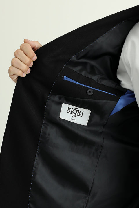 Black 7 Drop Slim Fit Classic Patterned Jacket