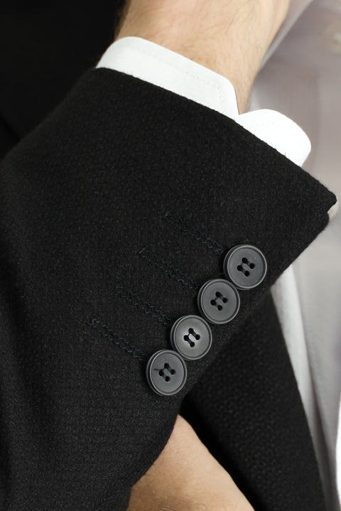Black 6 Drop Regular Fit Standard Cut Classic Patterned Jacket