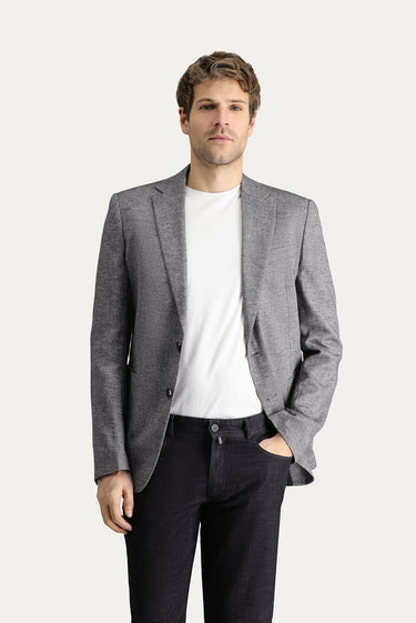 Siyah Slim Fit Dar Kesim Klasik Desenli Ceket