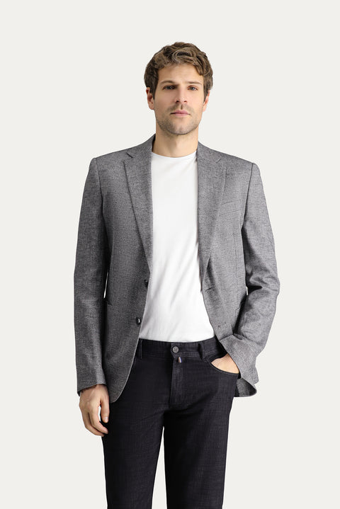 Black 8 Drop Muscle Fit Long Athletic Cut Classic Patterned Jacket