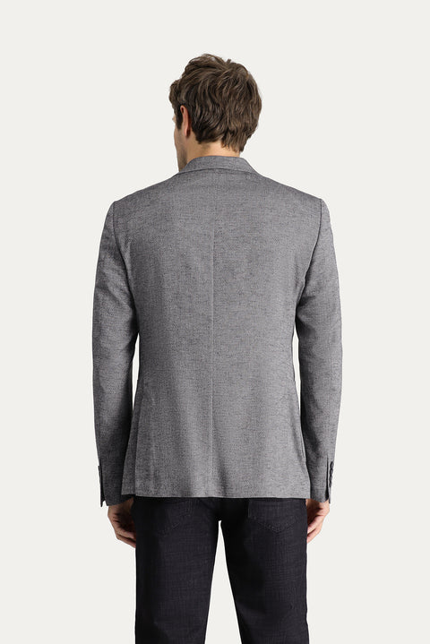 Black 4-Drop Relaxed Fit Classic Patterned Jacket