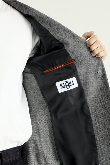 Siyah Slim Fit Dar Kesim Klasik Desenli Ceket