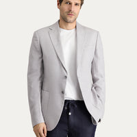 Orta Gri Slim Fit Dar Kesim Klasik Desenli Ceket