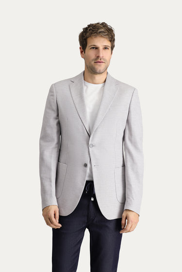 Orta Gri Slim Fit Dar Kesim Klasik Desenli Ceket