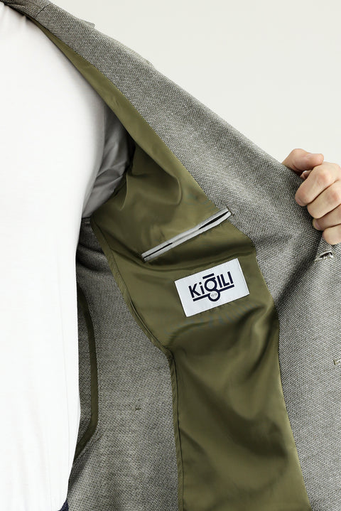 Koyu Yeşil 4 Drop Relaxed Fit Rahat Kesim Klasik Desenli Ceket