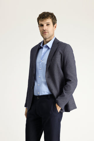  Koyu Lacivert 7 Drop Slim Fit Dar Kesim Klasik Desenli Ceket