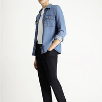 Siyah Slim Fit Dar Kesim Denim Look Likralı Pantolon