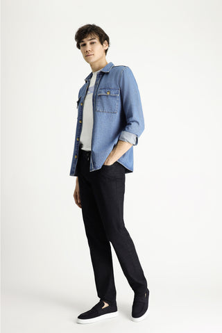  Siyah 7 Drop Slim Fit Dar Kesim Denim Look Likralı Pantolon