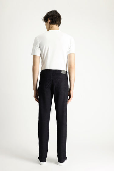 Siyah Slim Fit Dar Kesim Denim Look Likralı Pantolon