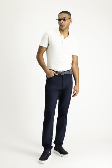 Orta Lacivert Slim Fit Dar Kesim Denim Look Likralı Pantolon