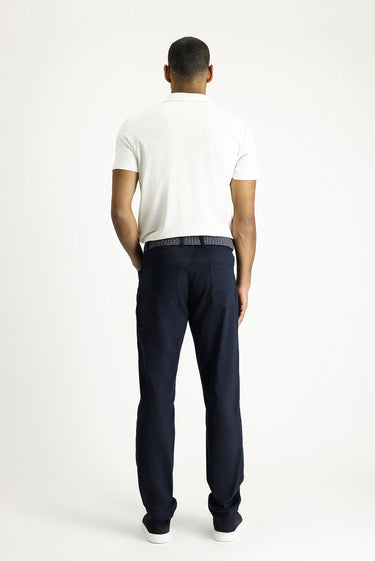 Orta Lacivert Slim Fit Dar Kesim Denim Look Likralı Pantolon