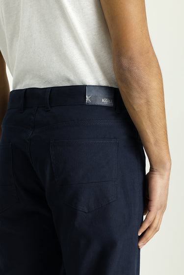 Orta Lacivert Slim Fit Dar Kesim Denim Look Likralı Pantolon