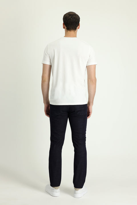 Koyu Lacivert Regular Fit Standart Kesim Likralı Denim Look Pantolon