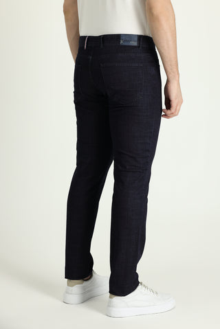  Koyu Lacivert Regular Fit Standart Kesim Likralı Denim Look Pantolon