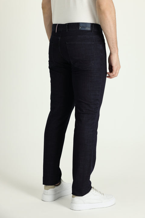 Koyu Lacivert Regular Fit Standart Kesim Likralı Denim Look Pantolon
