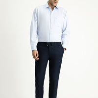 Koyu Lacivert Slim Fit Dar Kesim Beli Lastikli İpli Likralı Pantolon