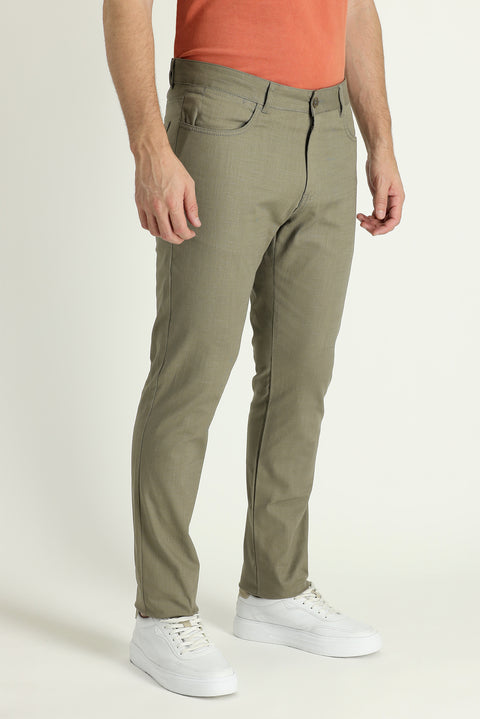Açık Haki 6 Drop Regular Fit Standart Kesim Likralı Kanvas / Chino Pantolon