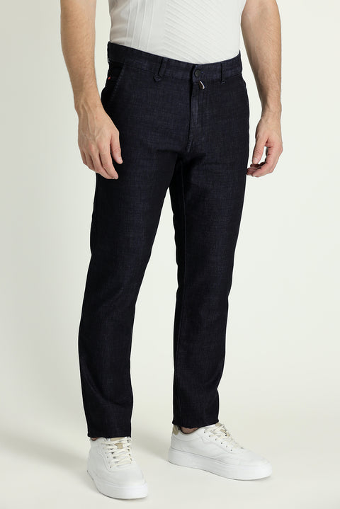 Siyah 6 Drop Regular Fit Standart Kesim Likralı Denim Look Pantolon