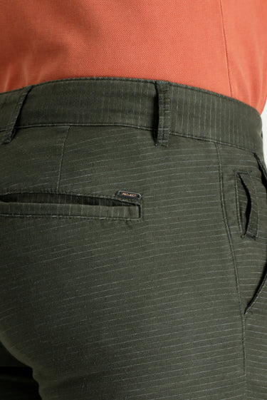 Orta Haki Slim Fit Dar Kesim Desenli Likralı Kanvas / Chino Pantolon