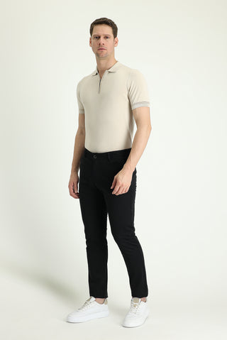  Siyah 7 Drop Slim Fit Dar Kesim Likralı Kanvas / Chino Pantolon