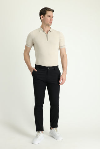  Siyah 7 Drop Slim Fit Dar Kesim Likralı Kanvas / Chino Pantolon